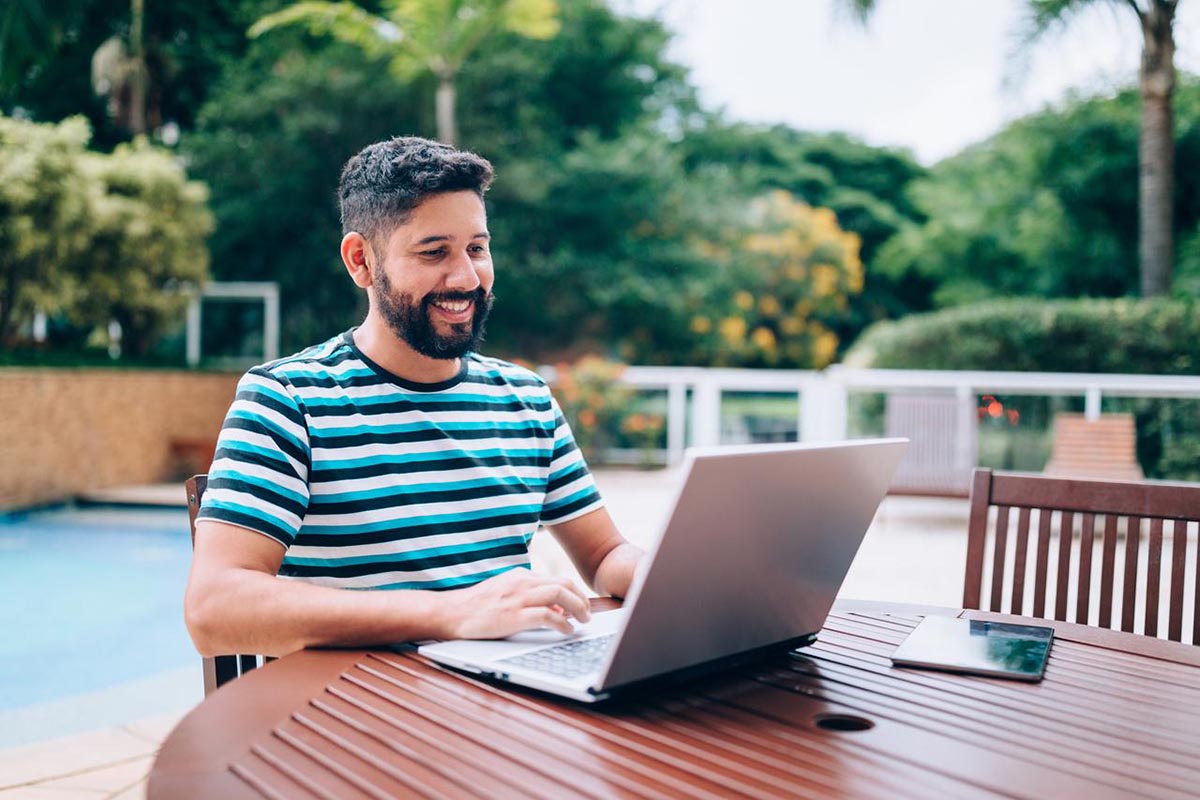 man studies for real estate exam