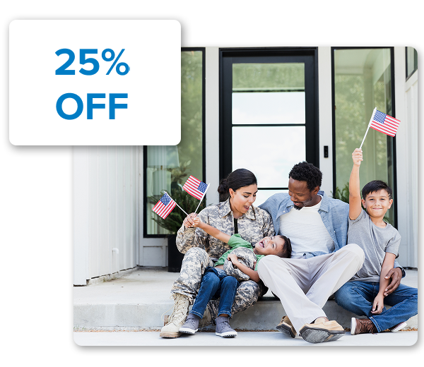 family with a military spouse and 25% off image