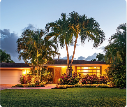 Florida home with palm trees