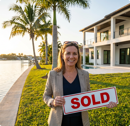 Real Estate Agent with Sold Sign